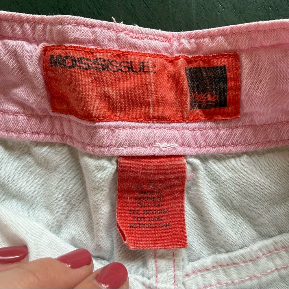 VTG Mossimo Y2K White Utility Cargo Shorts Pink Contrast Stitching Sz‎ M - Picture 4 of 9